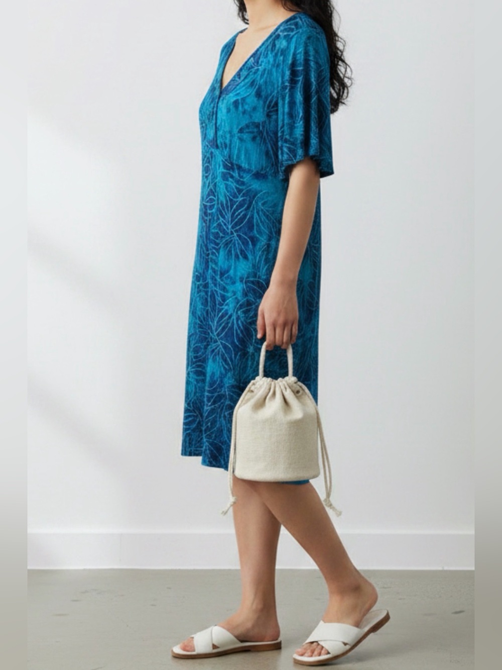 Santiki Teal V-Neck Mini Dress size medium